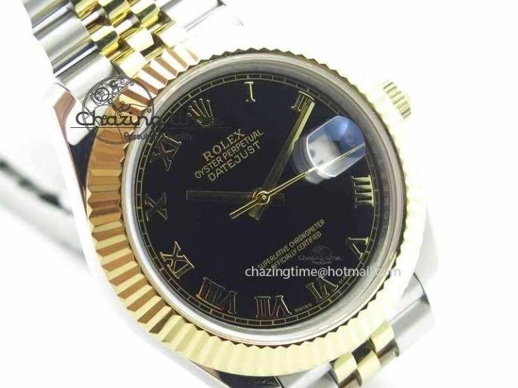 Roman YG Maker Black On Bracelet Edition A2813 BP Best 41mm DateJust SS Jubilee Dial II 0521